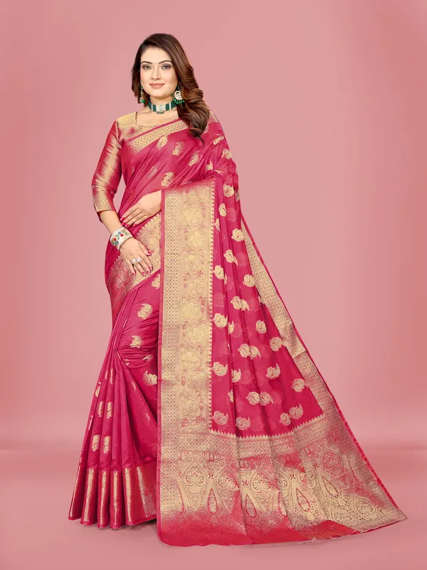 Maharani_Color_With_Floral_Zari_Organza_Kanjeevaram_Saree_With_Unstitched_Blouse_Piece